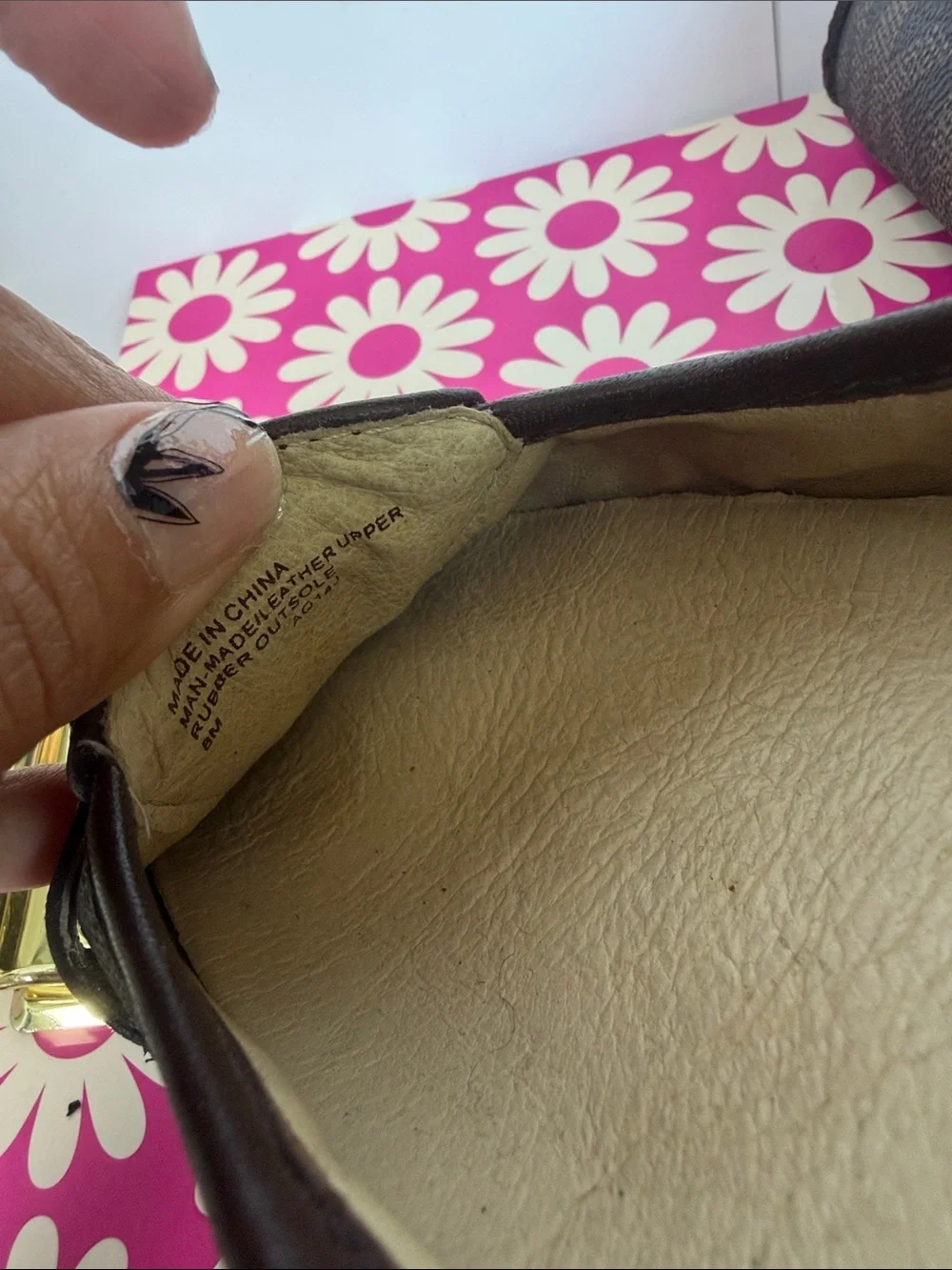 Michael‎ Kors Brown Logo-Print Ballet Flat with Gold MK Emblem